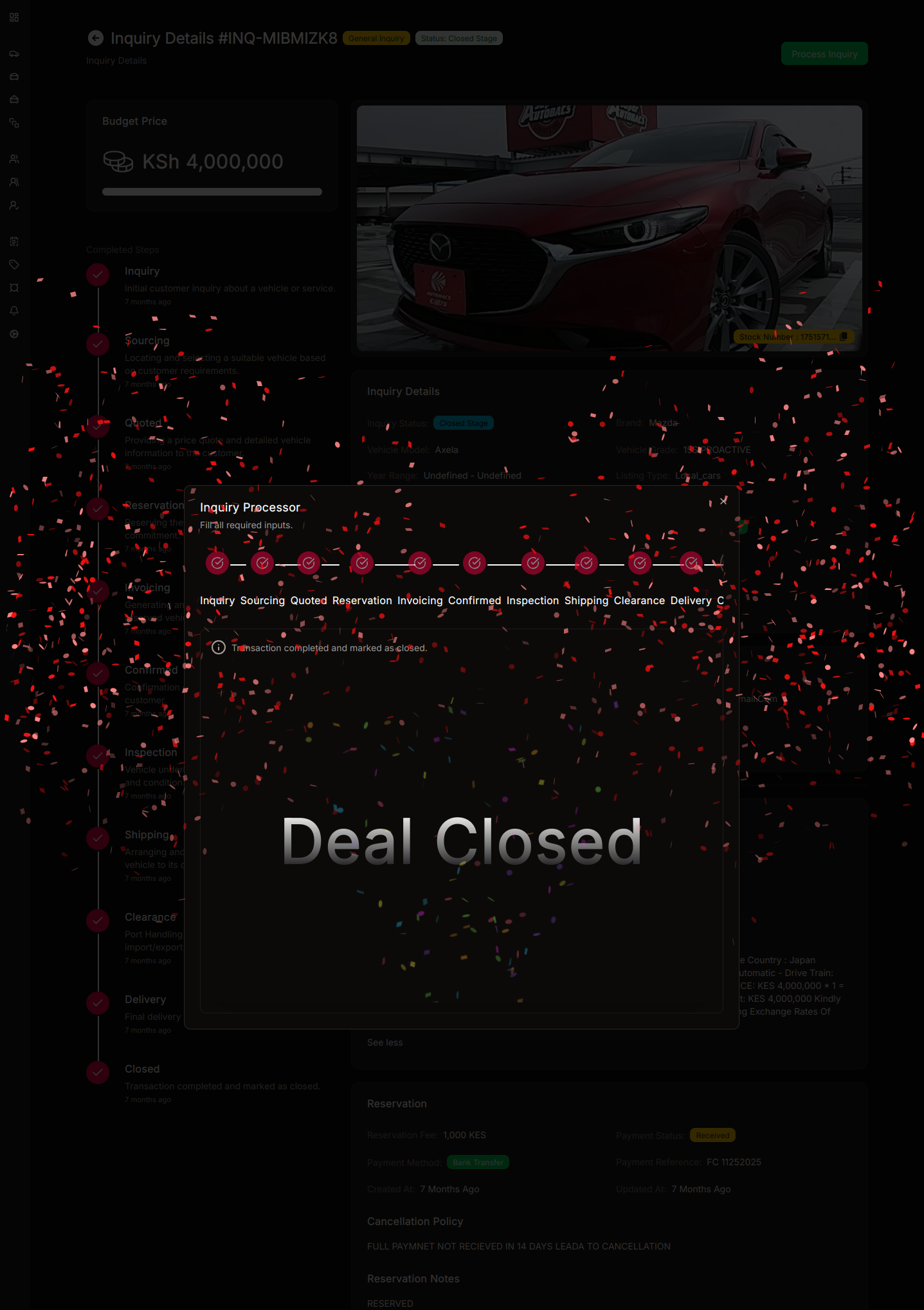 Deal Closed, Clients car delivered